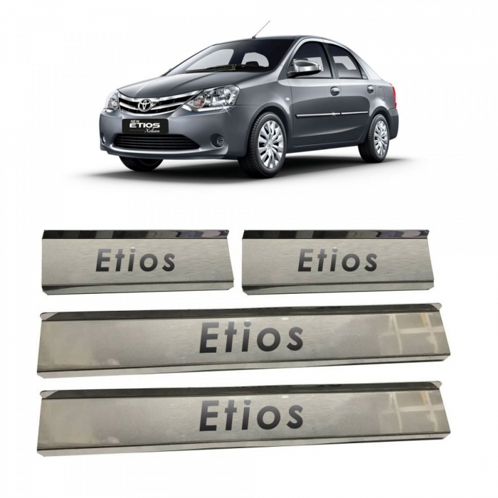 Toyota Etios Stainless Steel Door Scuff Foot Sill Plate Guards (Set of